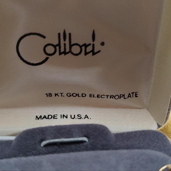 Vintage Colibri - Tie Bar/Chain - Button Style 18KT Gold Electroplate - Picture 5 of 9